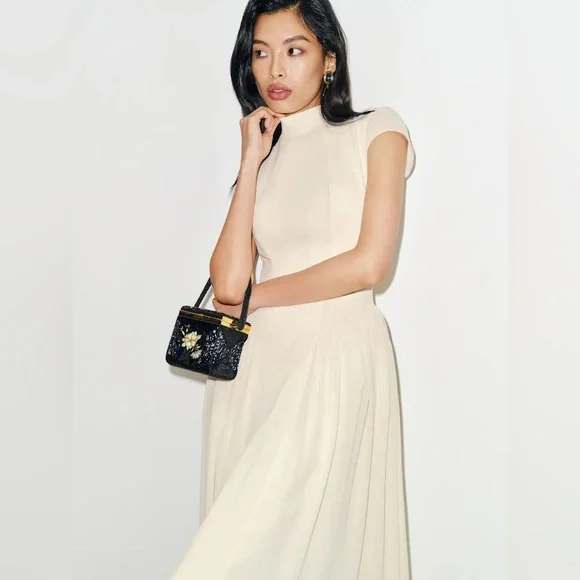 NEW Reformation Maven Dress Fior Di Latte Ivory Cream Bridal High Neck 10 - Picture 2 of 16